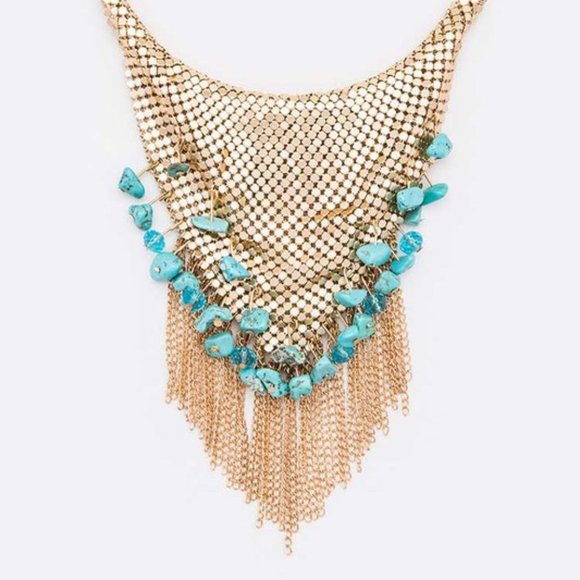 Women's Gold & Turquoise Darlean Necklace Set With Earrings - Picture 2 of 2